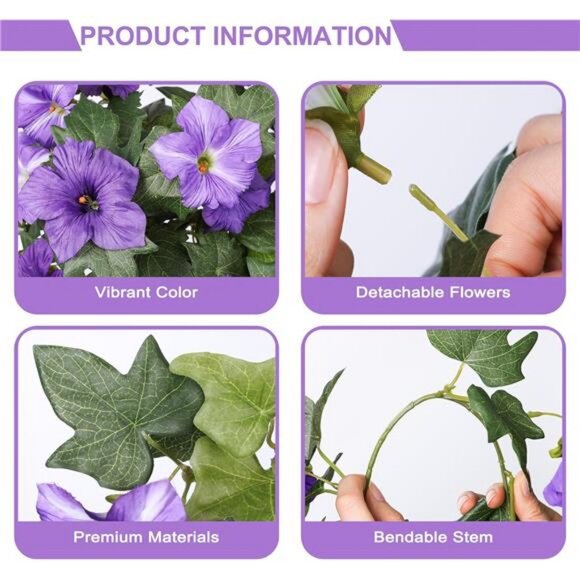 Artificial Flowers for Outdoors 2PCS Spring Faux Morning Glory Look Real Flower - Picture 4 of 7